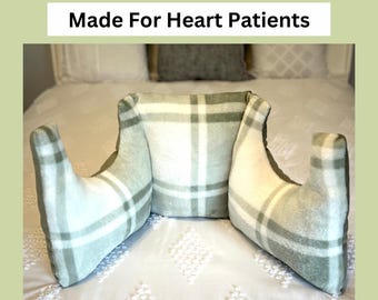 Heart Surgery Pillow Sage Green Plaid Open Heart Patient Gift Firm Pillow After Surgery Cough Pillow Open Heart, Get Well Gift Mom, Woman