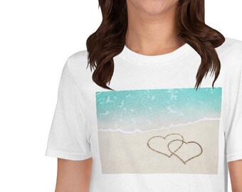 Beach Hearts shirt, Beach Lover t-shirt, Love the beach shirt, Valentines day gift, Short-Sleeve T-Shirt
