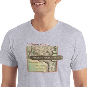 Carte Série n ° 4 Emmenez-moi à TERRA INCOGNITA T-Shirt, T-shirts carte, Aventurier t-shirt, T-shirts plein air, T-shirts graphiques