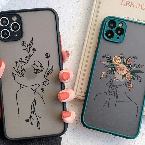 Flower Girl Line Art Sketch Phone Case For Iphone 13 12 11 Pro Etsy