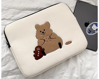 Luxury Cute Bear Laptop Sleeve 11 12 13 14 15,6 pouces Women Sleeve Case pour MacBook Air Pro Tablet Case Cover pour sac d’ordinateur portable pour filles femmes