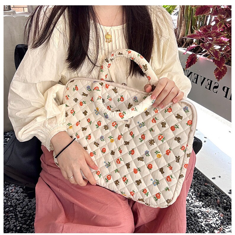 Luxury Cotton Flower Laptop Sleeve Liner Bag 14 16 Inch Case Etsy