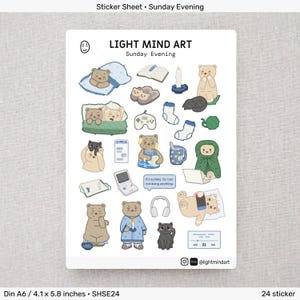 Sunday Evening - Sticker Sheet • SHSE24 | Stickers für dein Journal und Scrapbook, Hobby, Games, Katze, Tiere, Spaß, chillen, relax