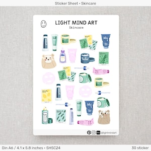 Skincare - Sticker Sheet • SHSC24 | Stickers für dein Journal und Scrapbook, Gesichtspflege, Creme, Kbeauty, Wellness, Hautpflege, Beauty