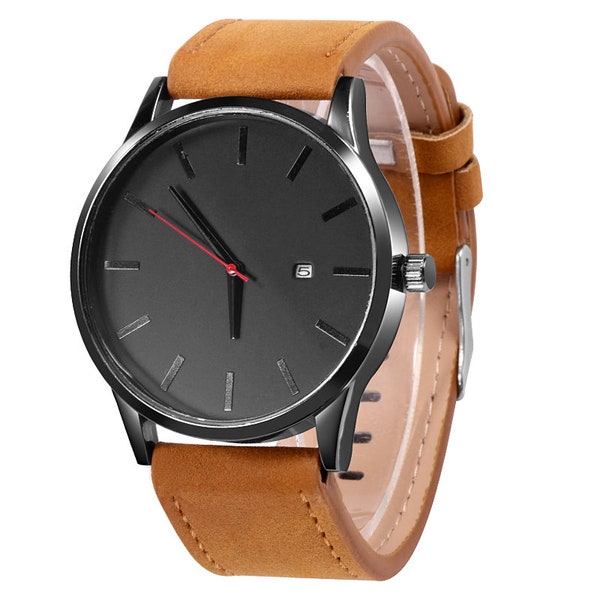 Classic Minimalist Black Dial - Leather Band Watch