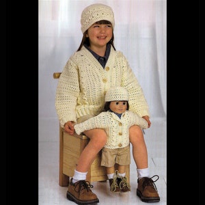 Vintage Crochet Pattern PDF Instant Download 20&quot; Doll Sweater Set