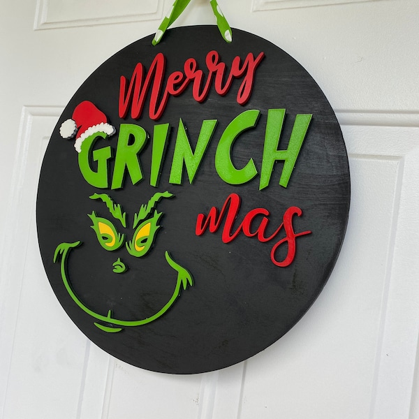 SVG File Only - Merry Grinchmas 16" Door Sign