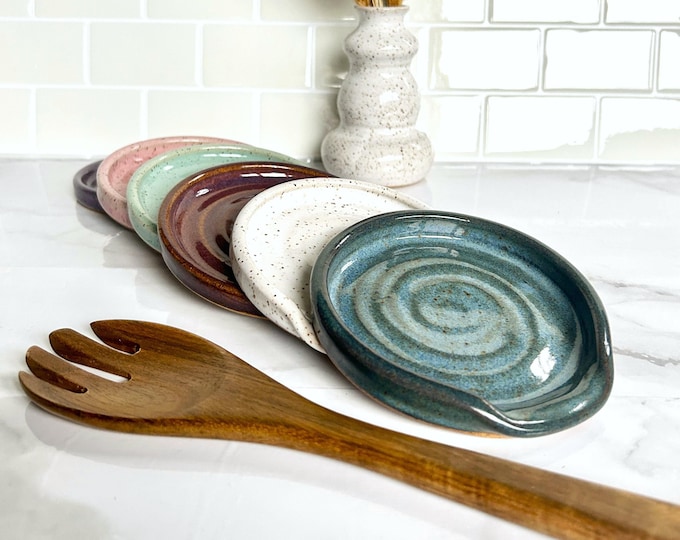Handmade Ceramic Speckled Spoon Rest