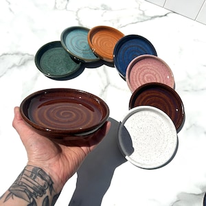 Handmade Ceramic Shallow Pet Dish: Kitten, Cat, Puppy Food Bowl