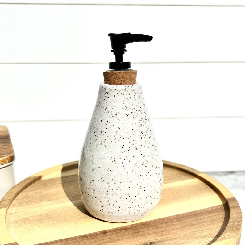 Speckled Soap Dispenser Cork Pump (white)