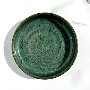 Handmade Ceramic Pedestal Pet Bowl: Whisker-Friendly, Non-Tip Green
