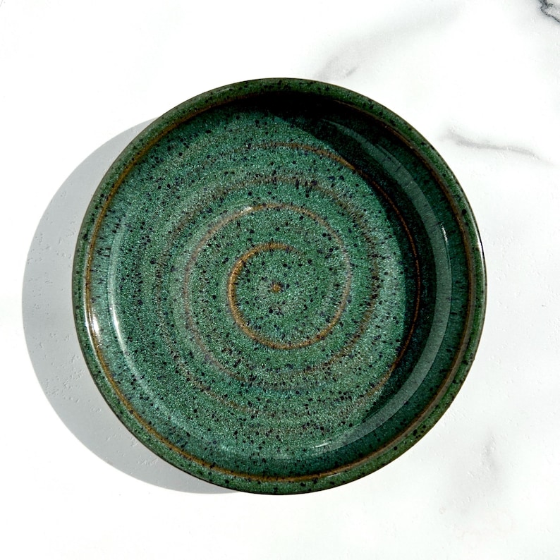Handmade Ceramic Pedestal Pet Bowl: Whisker-Friendly, Non-Tip Green