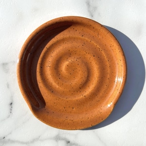 Handmade Ceramic Speckled Spoon Rest Orange