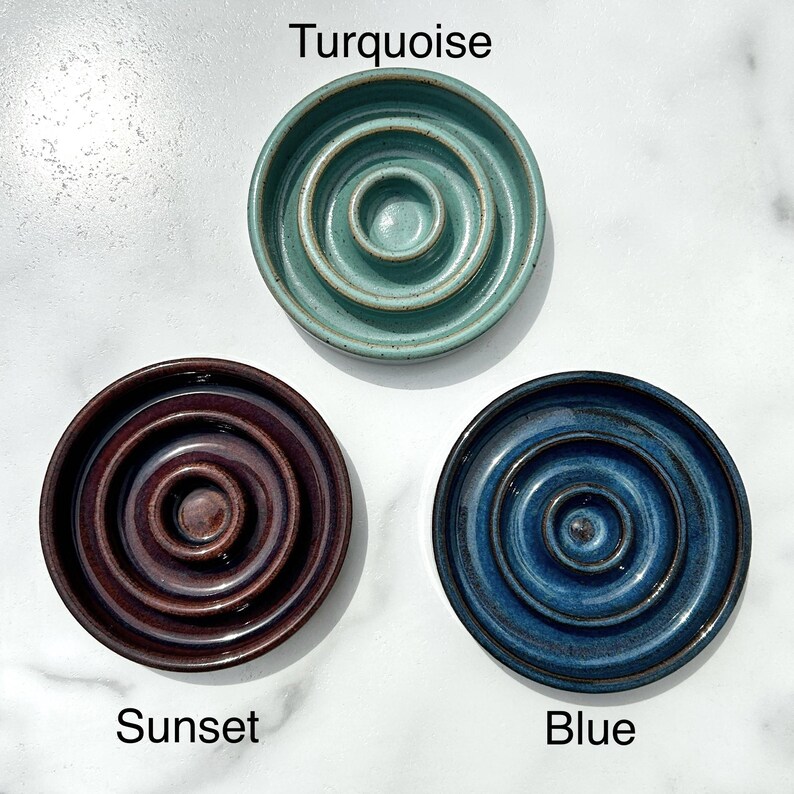 Colorful Ceramic Pet Slow Feeder Food Dish | Colorful Dog, Cat Bowl | Handmade Pottery