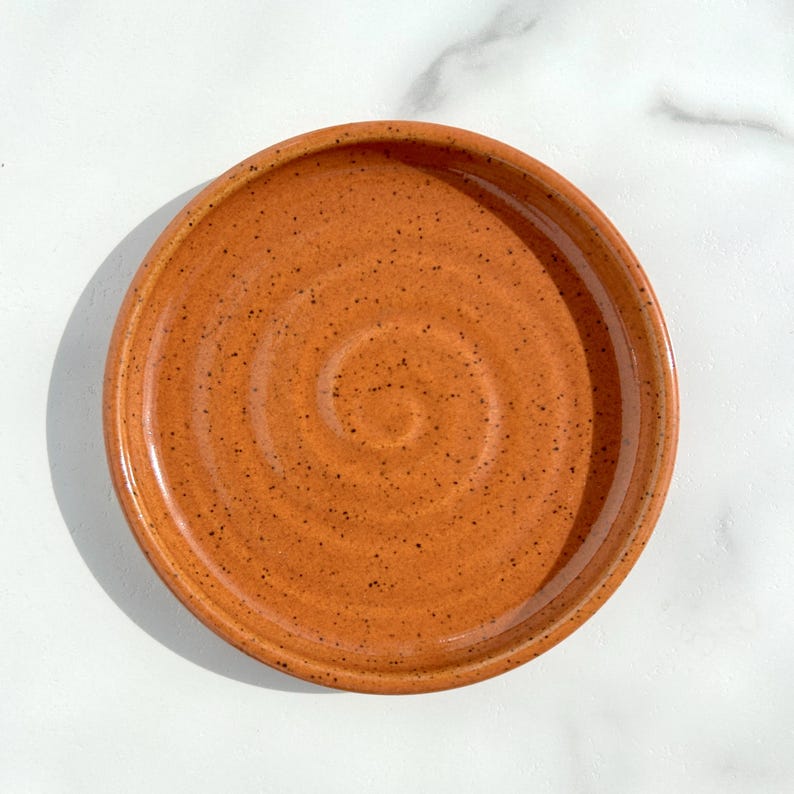Handmade Ceramic Pedestal Pet Bowl: Whisker-Friendly, Non-Tip Orange