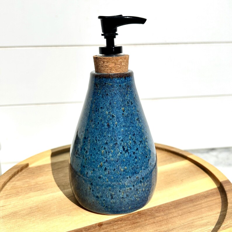 Speckled Soap Dispenser Cork Pump (blue)