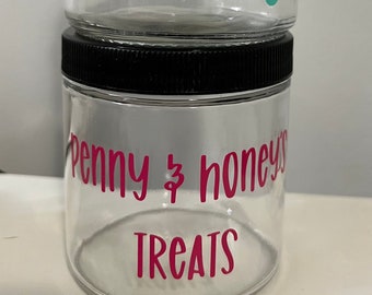 Contenedor personalizado de golosinas para perros / Regalo de Navidad para amantes de las mascotas / Tarro de golosinas para perros / Frasco para gatos / Relleno de medias