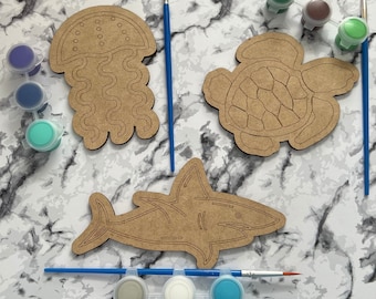 Kit de pintura Bajo el Mar / Kit de manualidades de pintura para niños / Recuerdo de fiesta de animales marinos / Regalos navideños personalizados para niños / Ideas para rellenar calcetines navideños