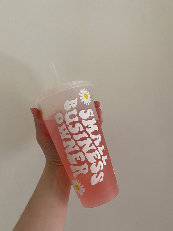 Small Business Owner Tumbler | Custom Gift for Small Business Owner | Tumbler with Wraparound Daisy Design | Small Business Owner Items