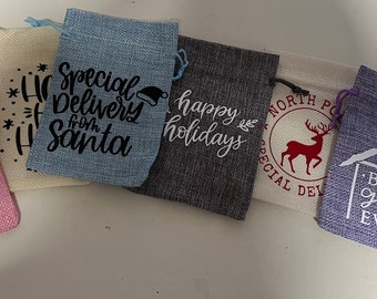 Christmas Treat Bag | Holiday Treat and Gift Card Bag | Small Stocking Stuffer | Christmas Gift Bag | Santa Gift Bag