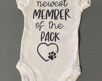 Newest Member of the Pack Baby Bodysuit | Gifts for Dog Lover | Baby Shower Gift Idea | Custom Baby and Toddler Clothes | Cute Baby Outfit