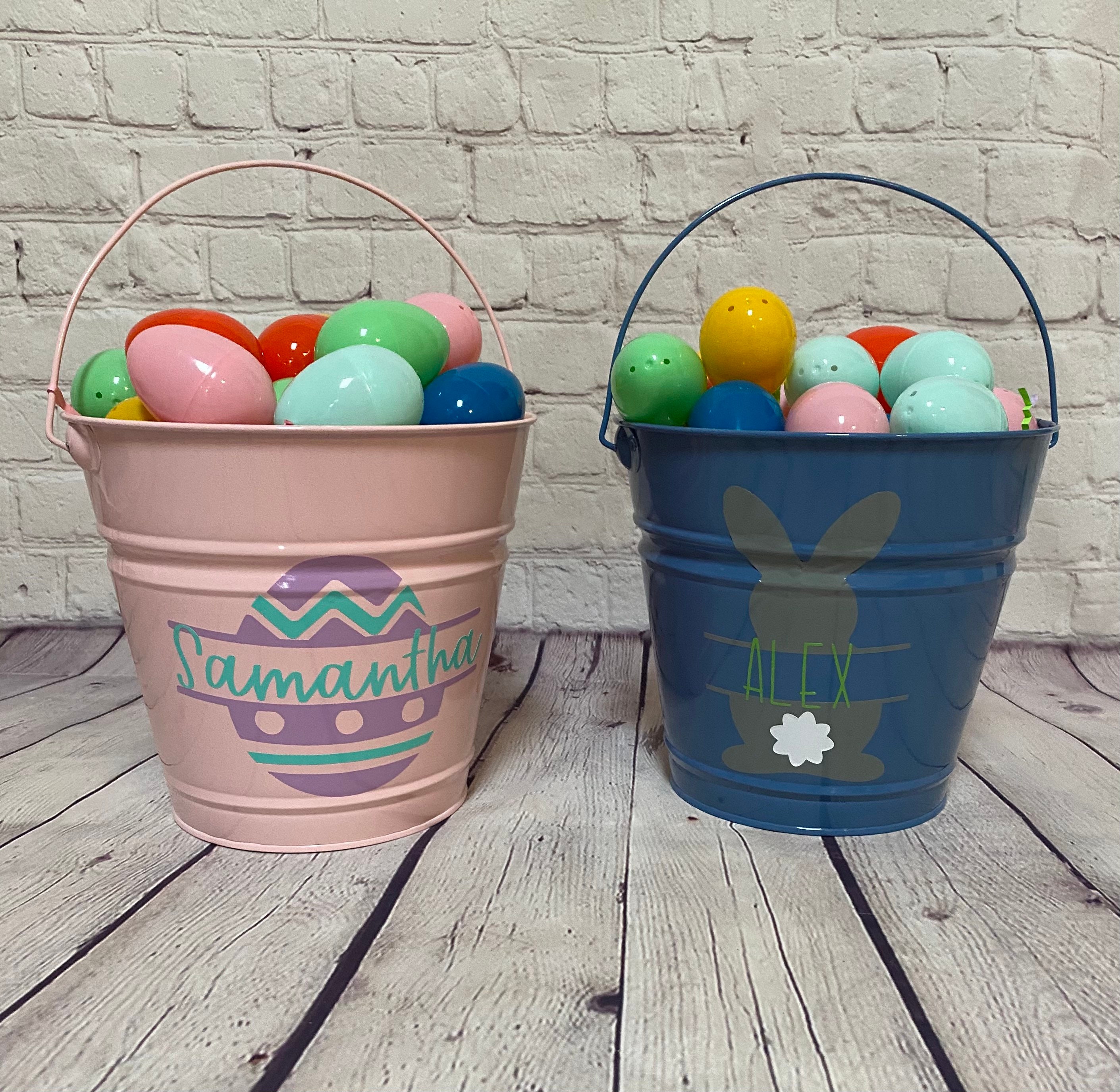 Personalized Easter Basket Metal Easter Bucket Custom Etsy Polska