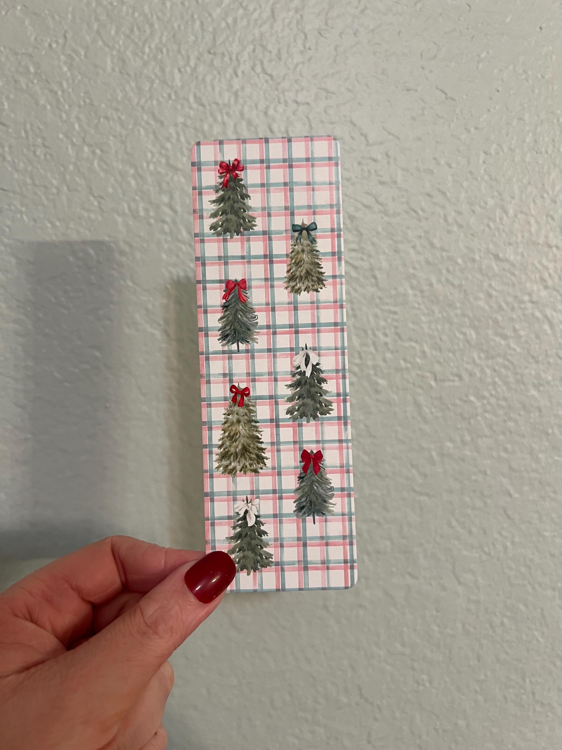Christmas Trees and Bows Bookmark | Custom Christmas Paper Bookmark ...