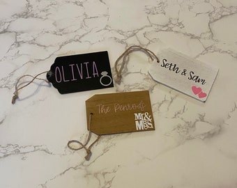 Wedding and Engagement Gift Tag | Gift Label | Personalized Gift Tag | Wood Gift Tag | Metal Gift Tag | Personalized Wedding and Bride Gift
