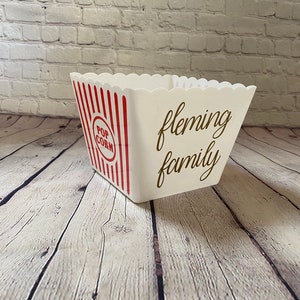 Personalized Popcorn Bucket | Popcorn Container | Movie Night | Custom Party Favor | Family Gifts | Date Night | Christmas Gift Ideas