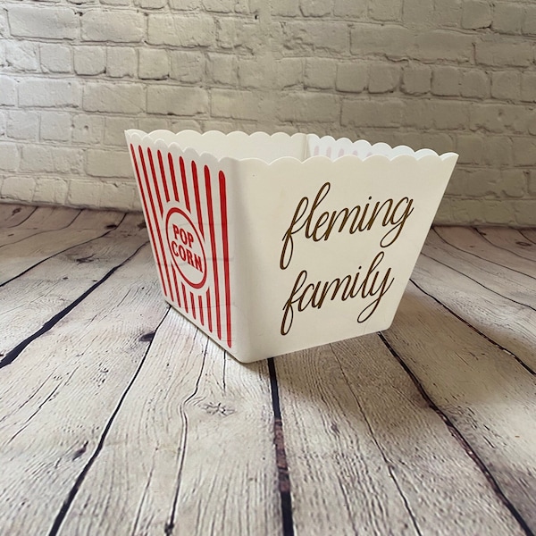 Personalized Popcorn Bucket | Popcorn Container | Movie Night | Custom Party Favor | Family Gifts | Date Night | Valentine’s Day Gift Ideas