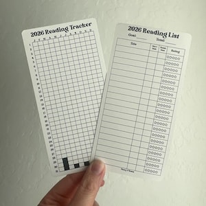 2026 Reading Tracker and Reading List Bookmark | Custom Paper Bookmark | Trendy Bookmark | New Year's Resolution Goal Habit Tracker Bookmark