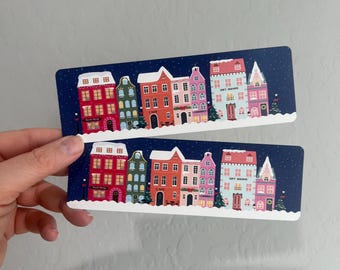 Christmas Village Bookmark | Custom Christmas Paper Bookmark | Christmas Gift and Stocking Stuffer for Reader | Bookmas | Holiday Reading