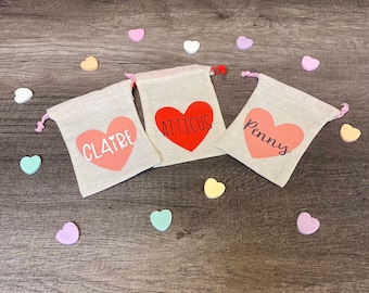Valentines Day Treat Bags | Personalized Canvas Bags | Valentines Bags | Valentines Gift | Personalized Valentines | Custom Kids Gifts
