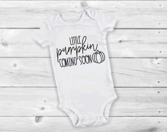 Little Pumpkin Coming Soon Baby Bodysuit | Cute Fall and Halloween Baby Outfit | Fall and Halloween Pregnancy Announcement