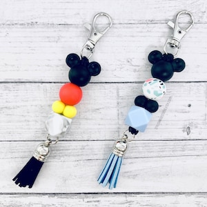 Keychain with Tassel | Bag Zipper Pull | Paracord | Keys Holder | Silicone Beads | Personalized Gifts | Mickey Minnie