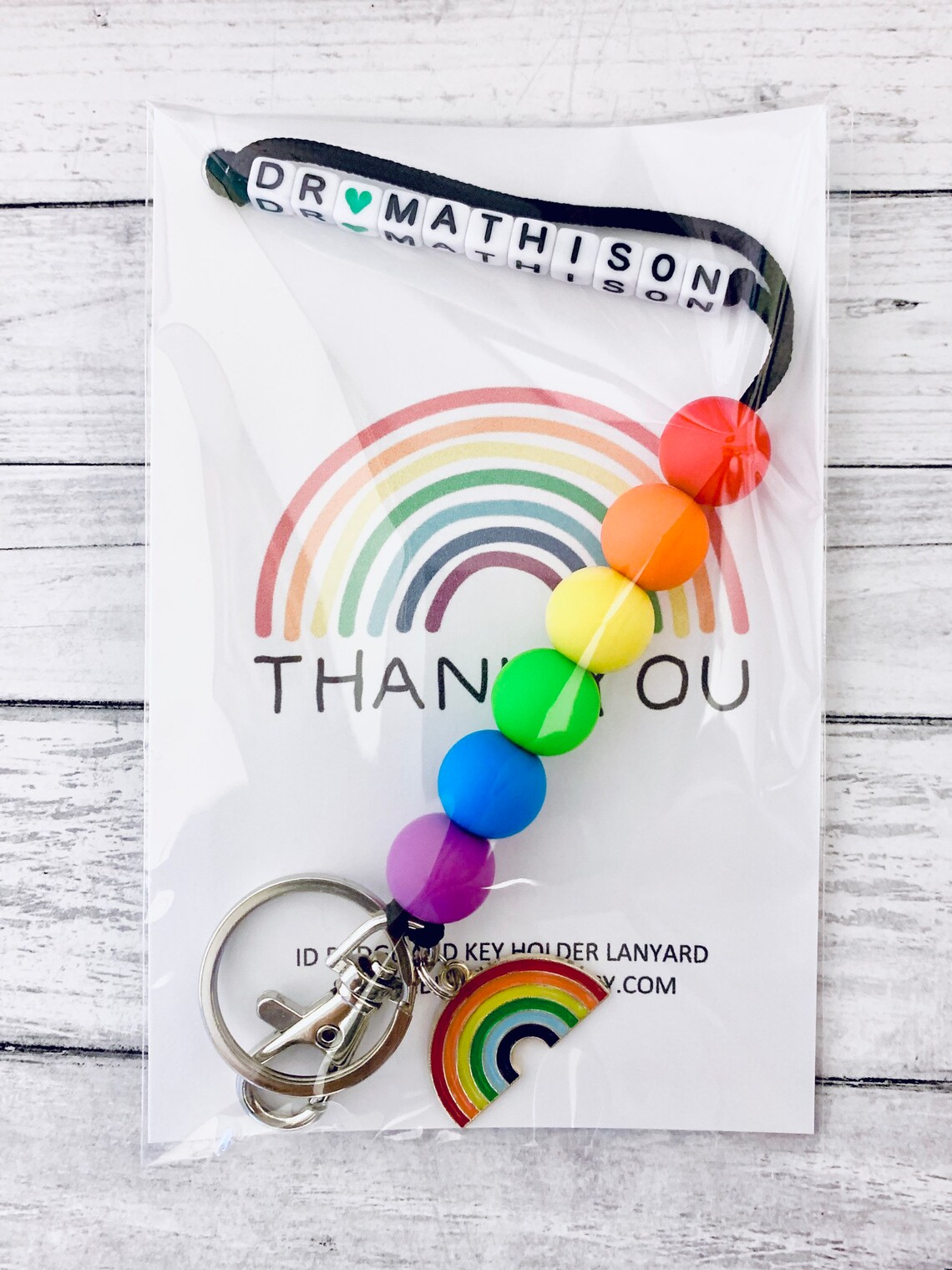Rainbow ID Badge and Keys Lanyard Beaded Keychain Adult & Etsy