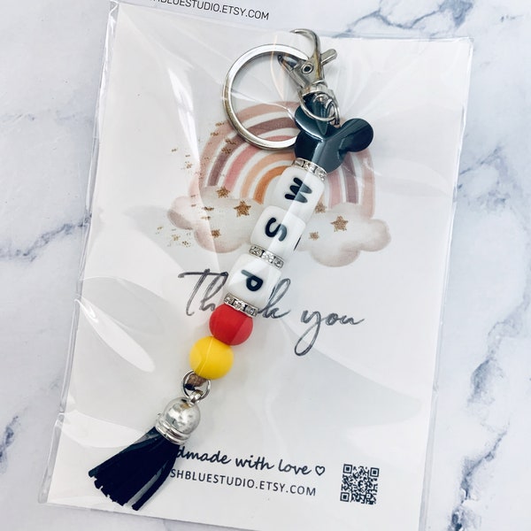 Personalized Keychain with Tassel | Zipper Pull | Name Tag | Bag Hanger | Keys Holder | Backpack Handbag Purse | Customized Gift | Mama
