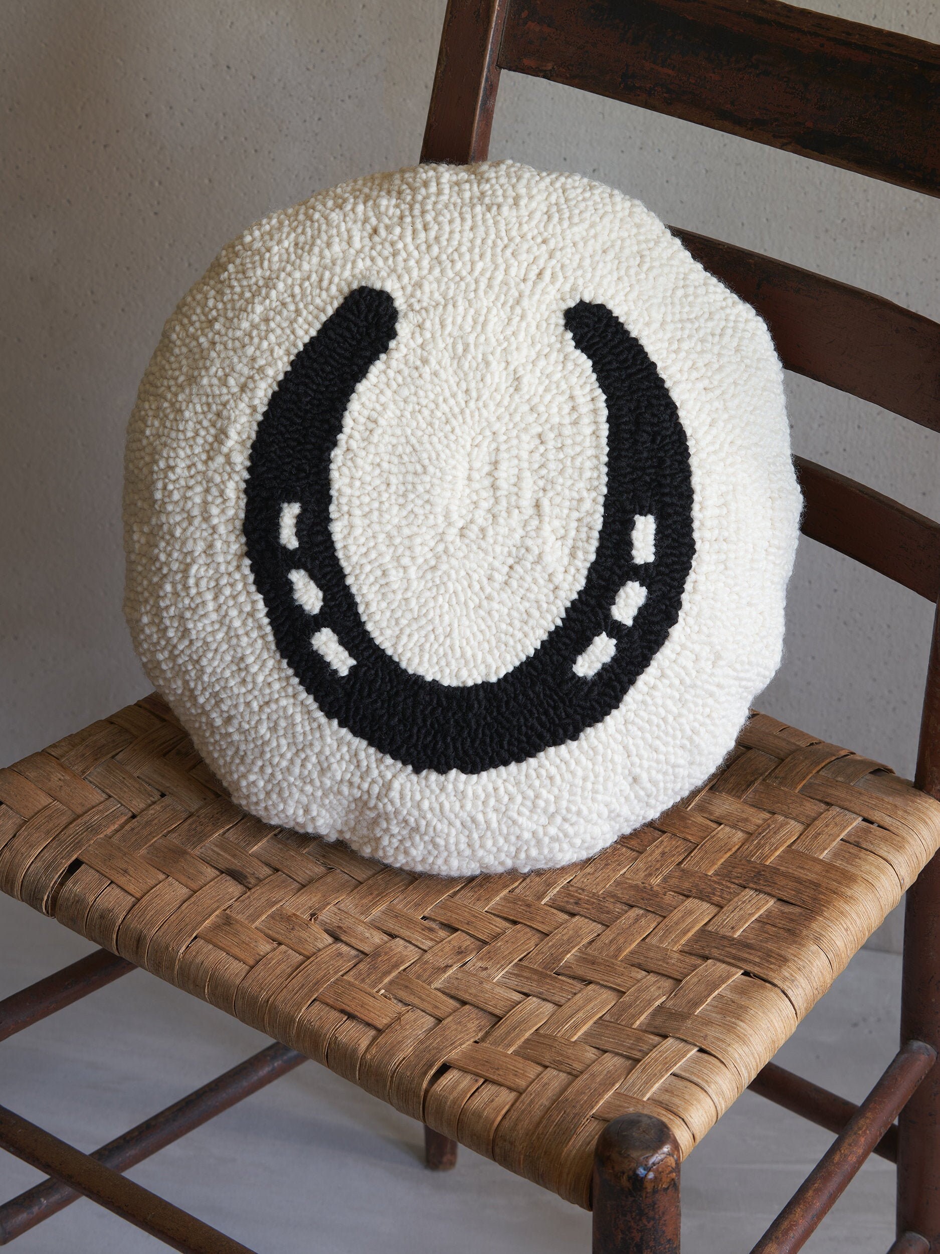 Horseshoe Tufted Pillow Equestrian Throw Pillow Etsy