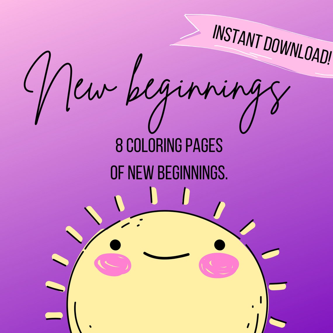 Coloring Pages New Beginnings theme Instant download | Etsy