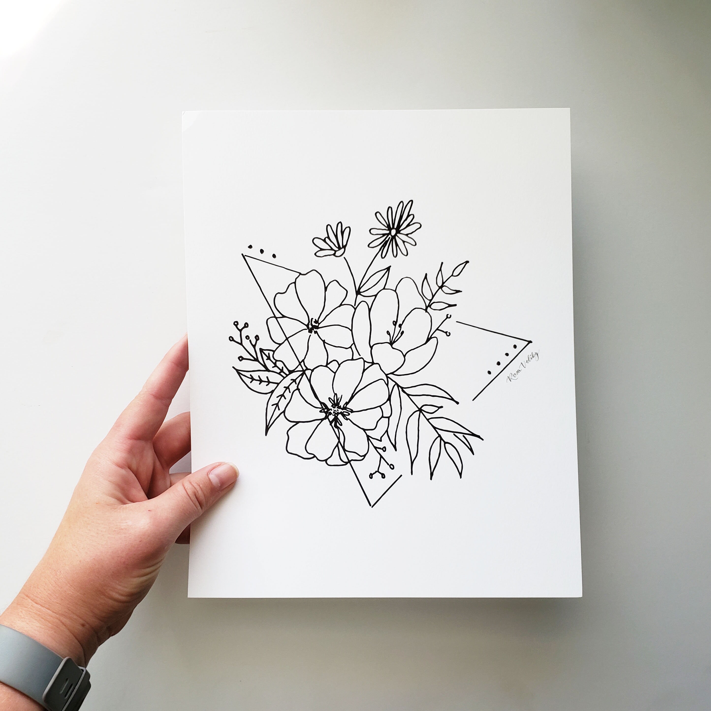 Blossom Triangle Art Print Wild Flower Art Prints Floral Etsy