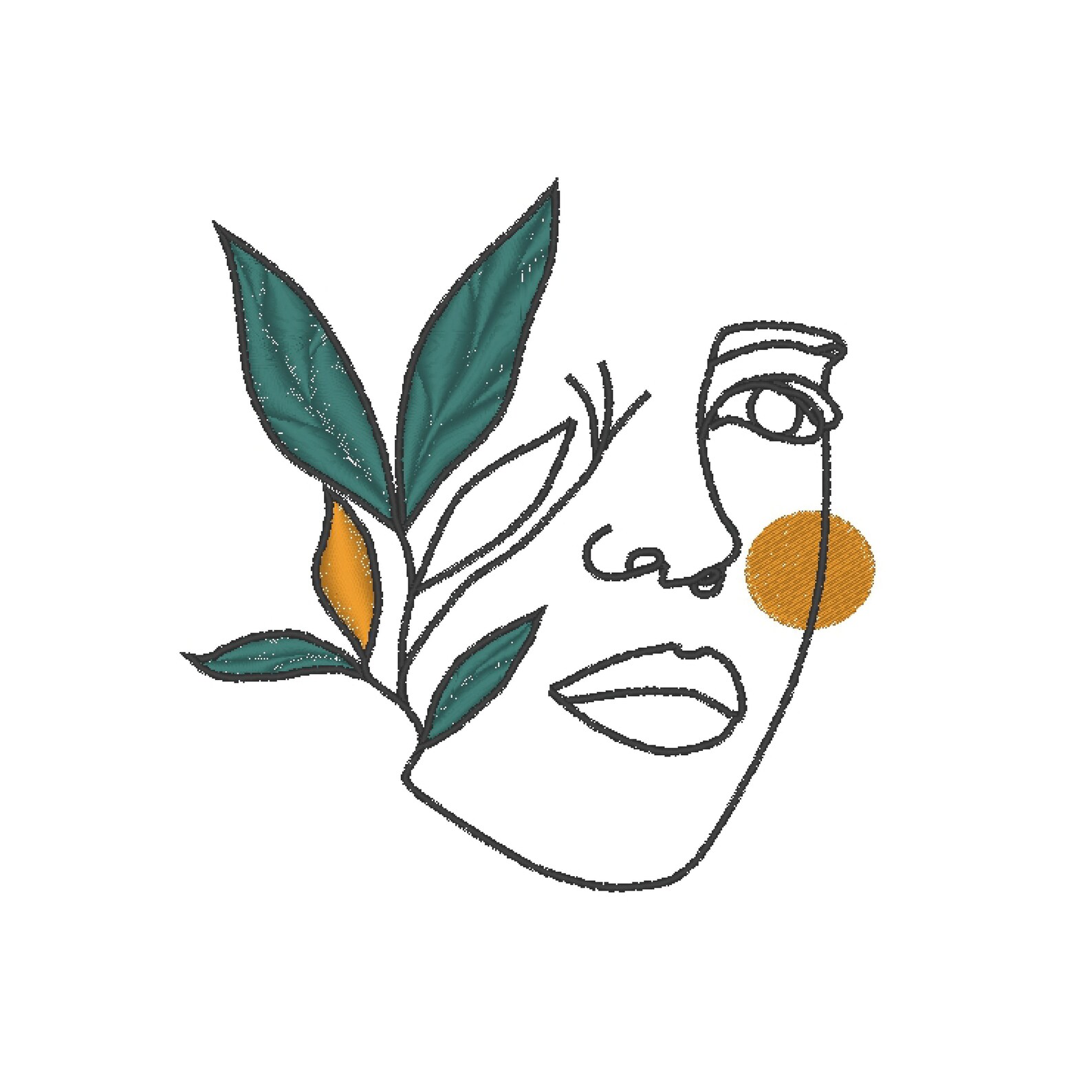 One line art face embroidery design file abstract face  etsy One line art face embroidery design file abstract face  etsy