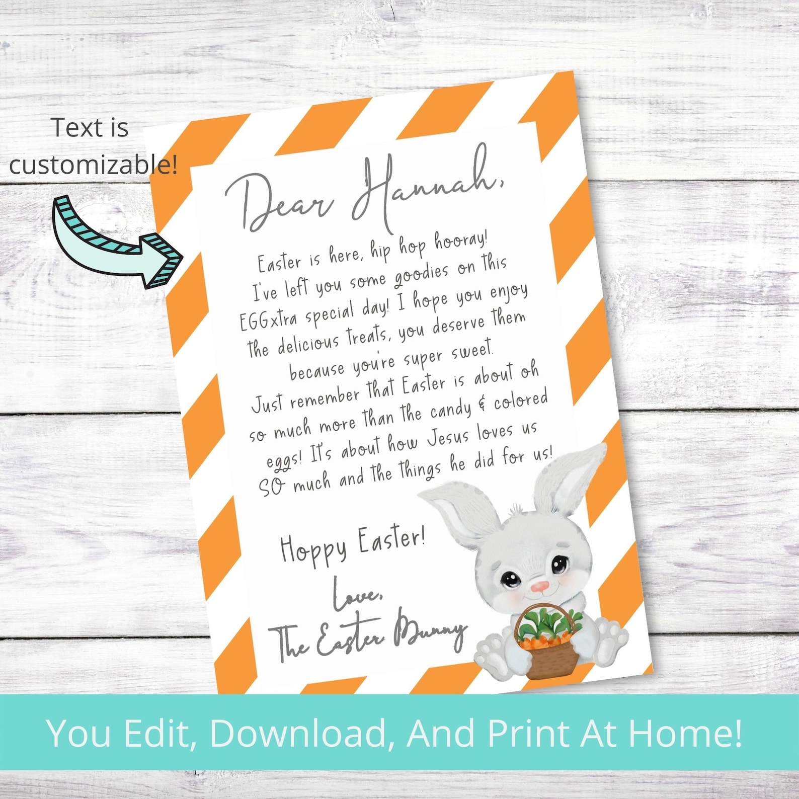 EDITABLE Kids Religious Easter Bunny Letter Easter Note To Etsy