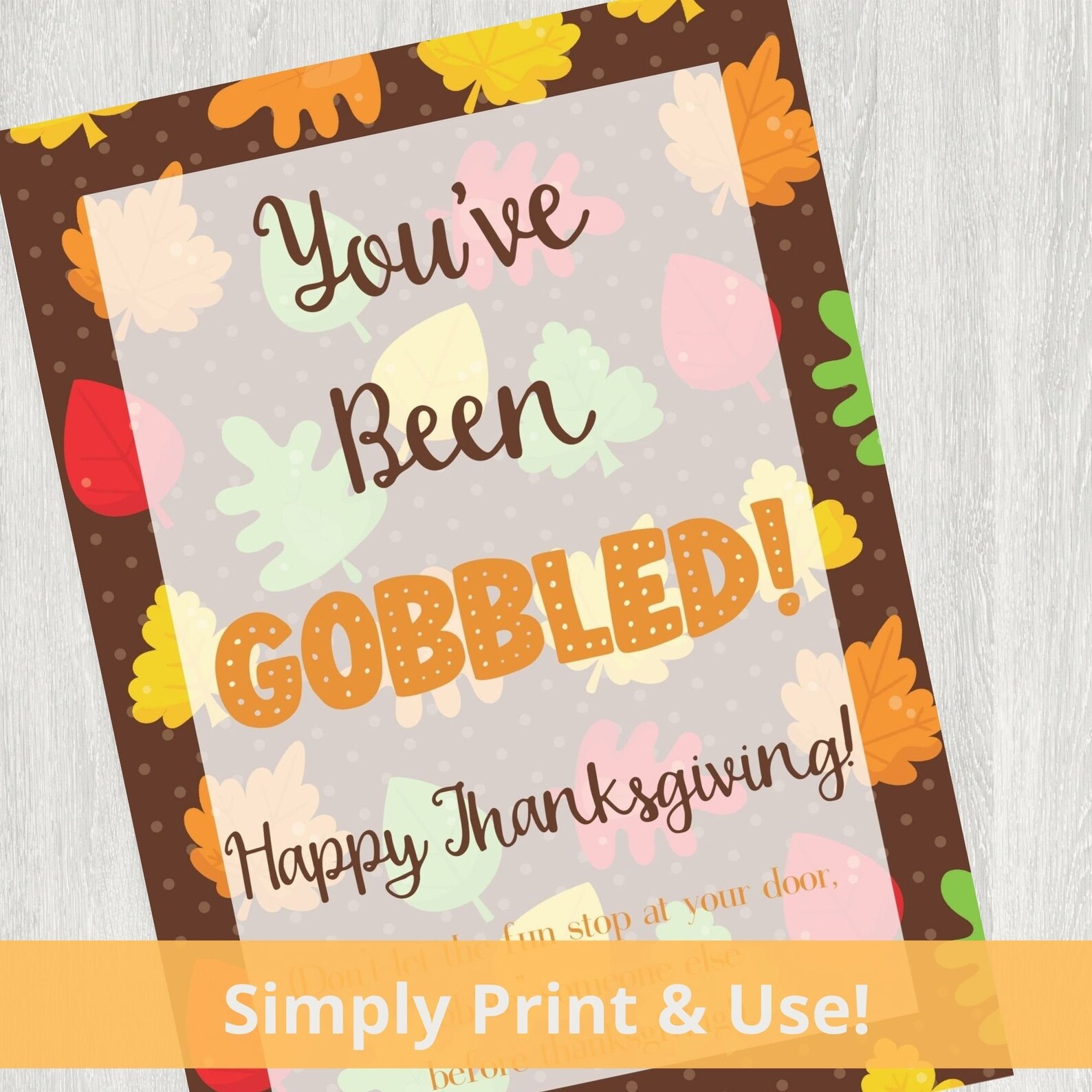 You've Been Gobbled Thanksgiving Printable Sign | Etsy