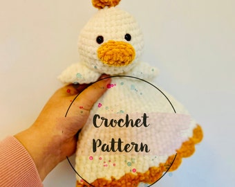 Daisie the Duckie Crochet Lovey Pattern amigurumi duck baby comforter crochet pattern