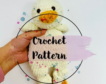 Luckie the Duckie Crochet Lovey Pattern amigurumi duck baby comforter crochet pattern