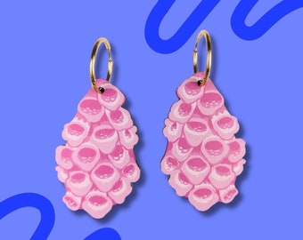 Foxglove Earrings - British Wildflower Earrings - Pink Flower Jewellery - Wood Alternative to Acrylic Jewellery