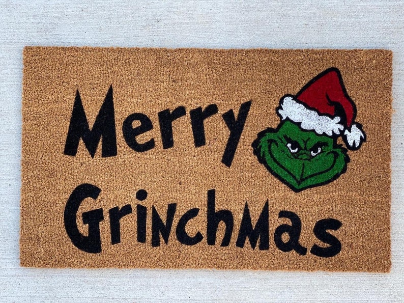 Grinch doormat Christmas doormat grinch holiday decor Etsy