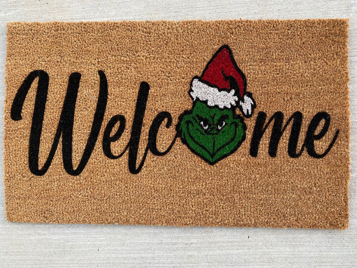 Mr. Grinch Grinch Christmas Doormat Grinch Doormat Custom Etsy