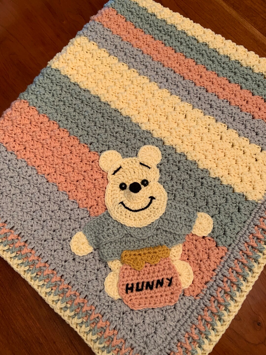 Crochet Baby Blanket 39x39 Winnie the Pooh Baby Blanket in Muted Colors