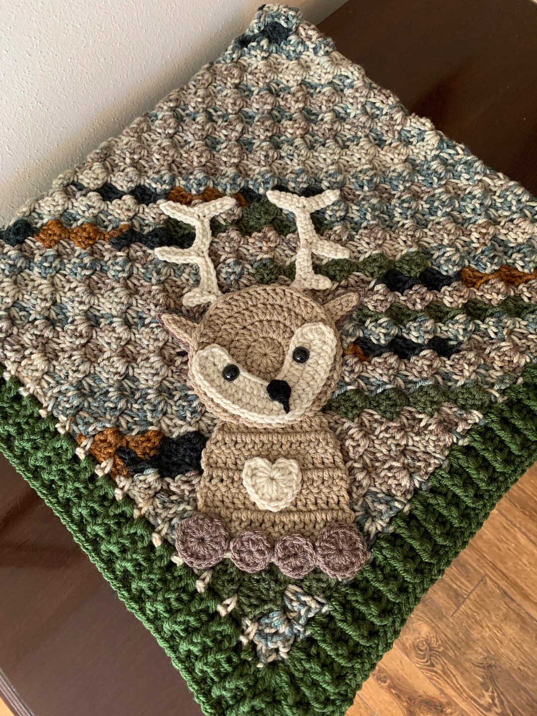 Baby Deer Baby Blanket/handmade Crocheted Baby Blanket With Etsy